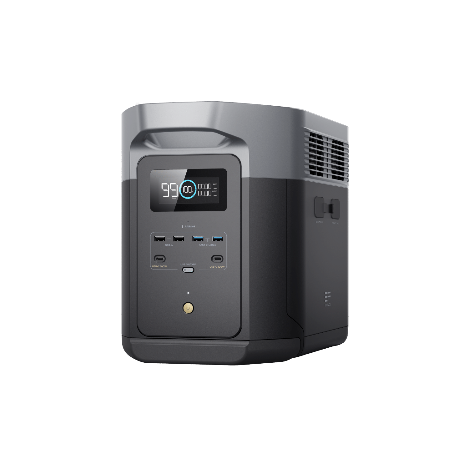 EcoFlow Delta 2 Max side view showing ports and handles
