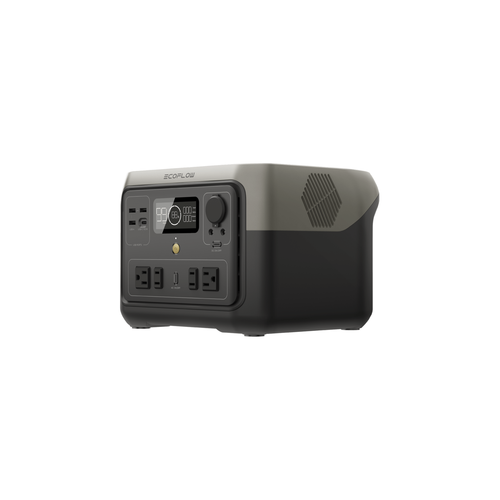 EcoFlow River 2 Max portable power station side view with ports