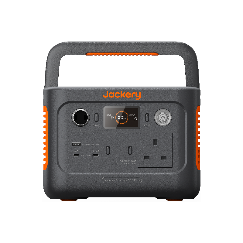 Jackery Explorer 300 Plus with solar panel while camping