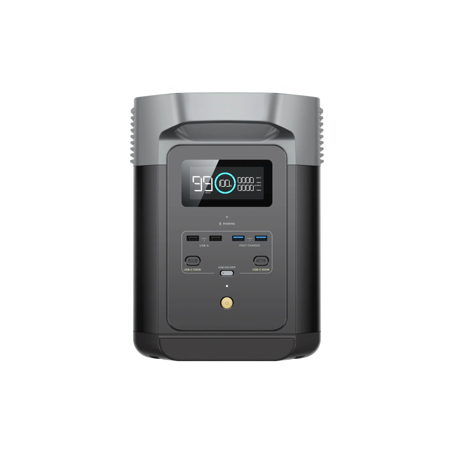 EcoFlow Delta 2 front view, bedside backup for CPAP