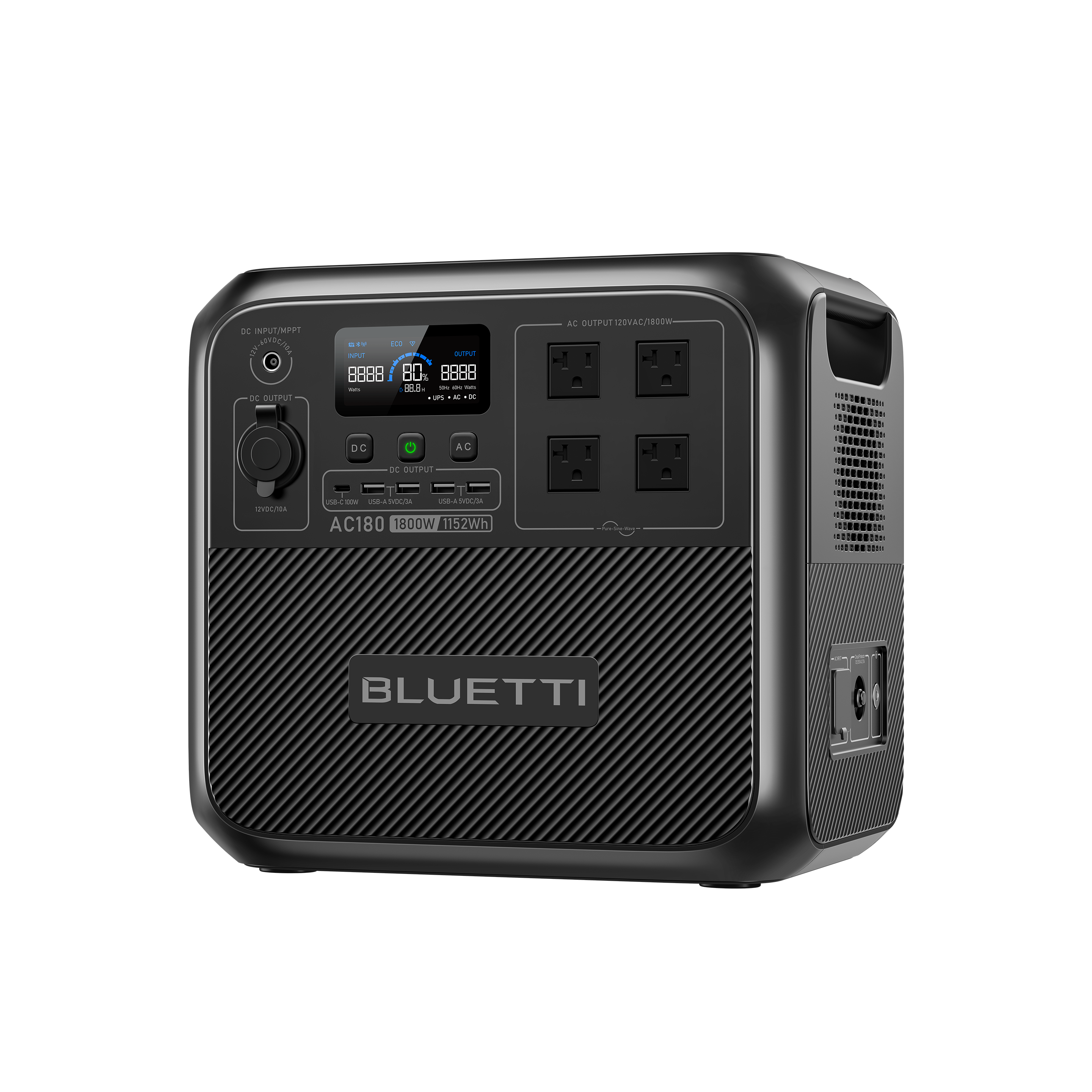 Bluetti AC180, angled view showing side profile