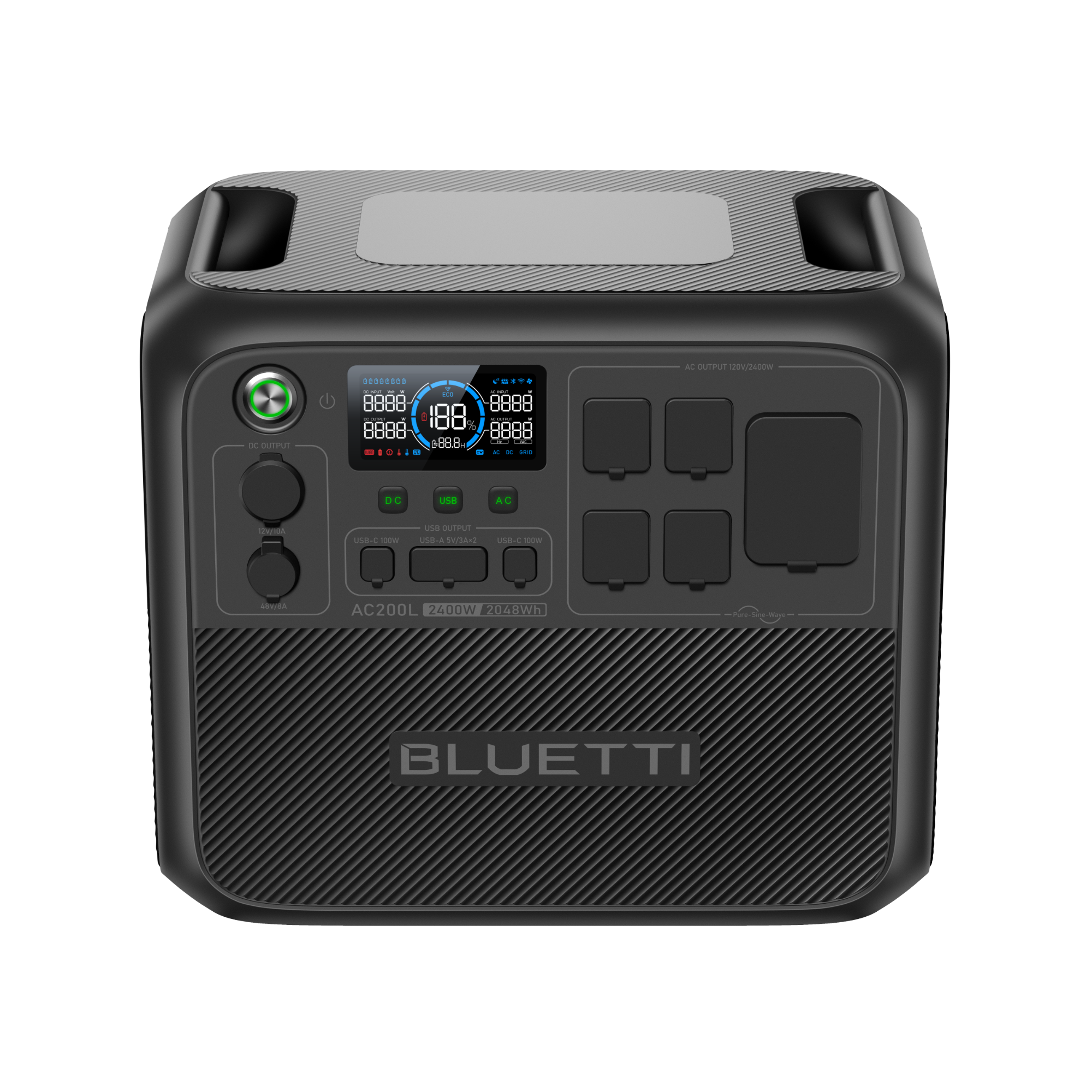 Bluetti AC200L top view with carry handles