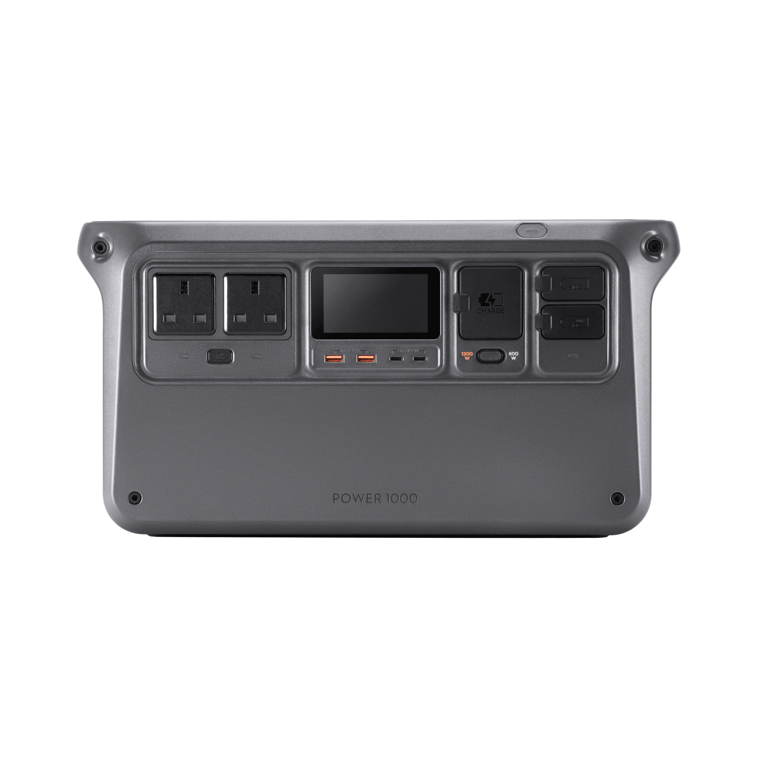 DJI Power 1000 front panel close-up with display, AC outlets and SDC ports