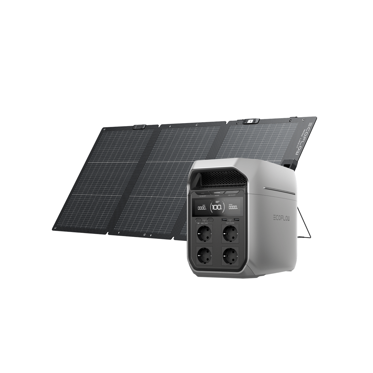 EcoFlow Delta 3 Plus charging from a portable solar panel