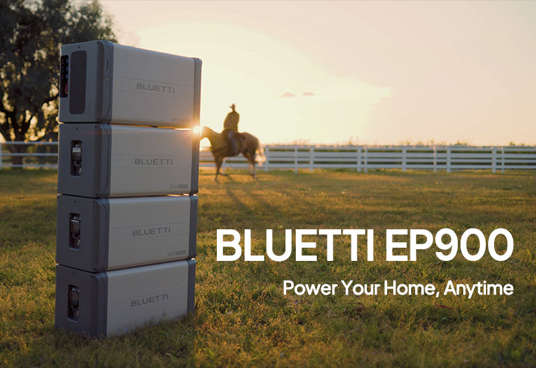 Bluetti EP900 stacked home battery units for multi-day backup