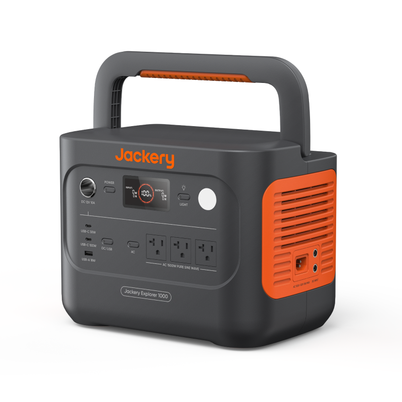 Jackery Explorer 1000 v2, three-quarter view with foldable handle