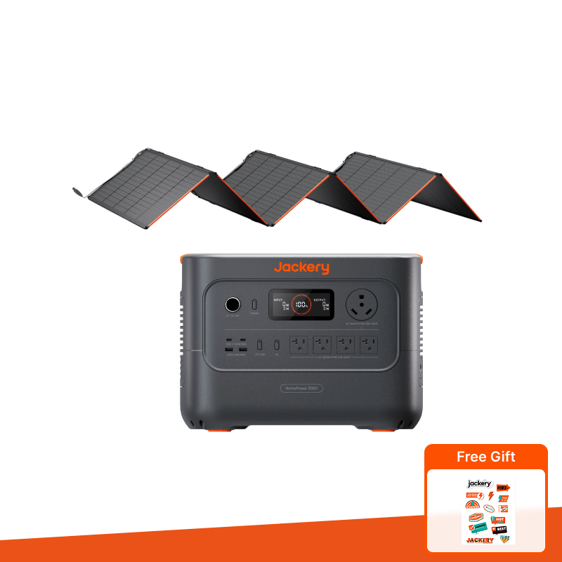 Jackery HomePower 3000 solar generator bundle with panels