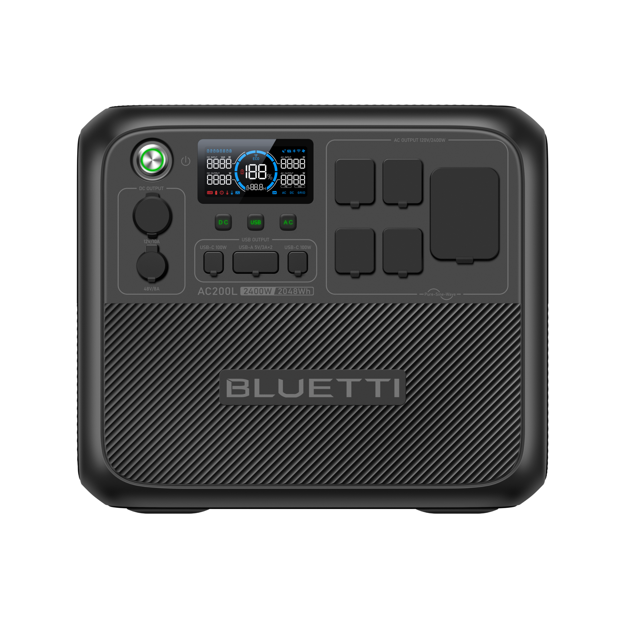 Bluetti AC200L front panel — a 2kWh option for multi-night CPAP backup